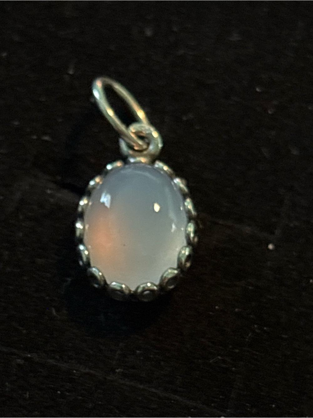 RARE RETIRED CHALCEDONY Sterling Silver Opalescent Oval Pendant Charm